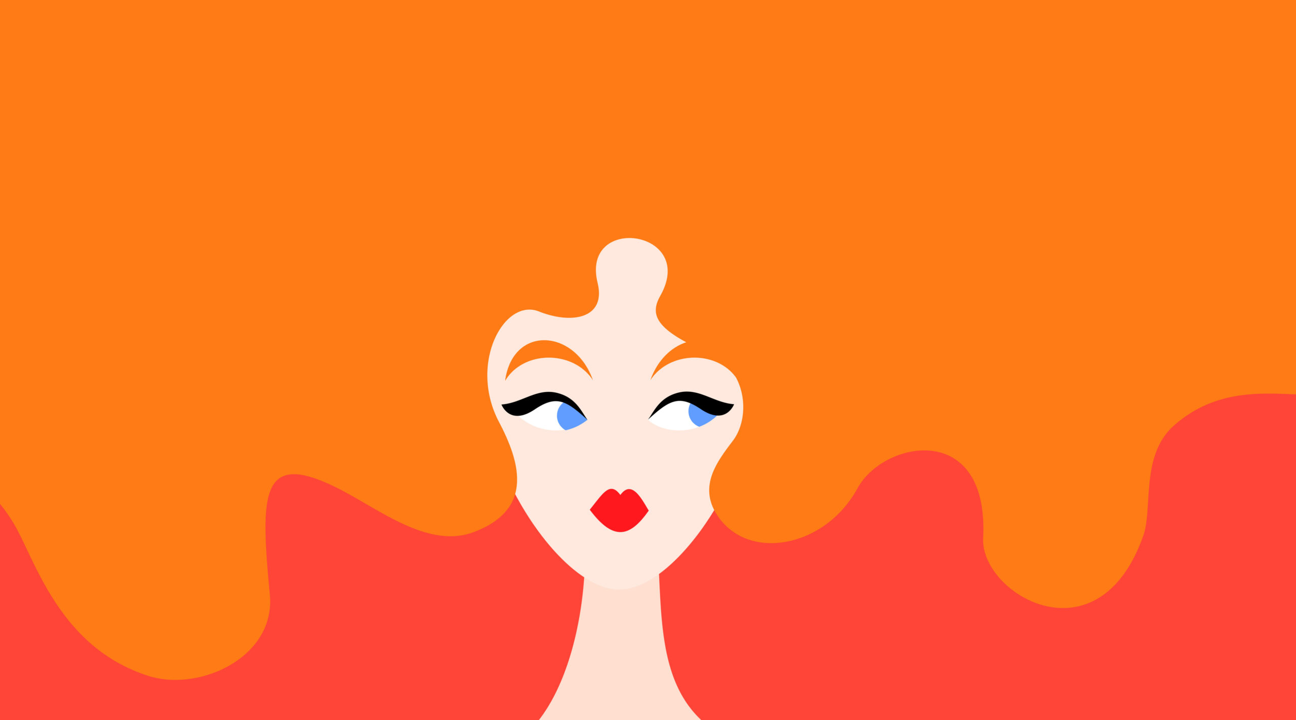Logo of woman with ginger hair and blue eyes